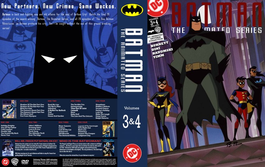 Batman The Animated Series Vol 3 And 4 W Films Tv Dvd Custom