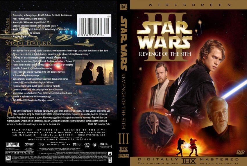 Star Wars Episode 3 Iii Revenge Of The Sith Movie Dvd Custom Covers
