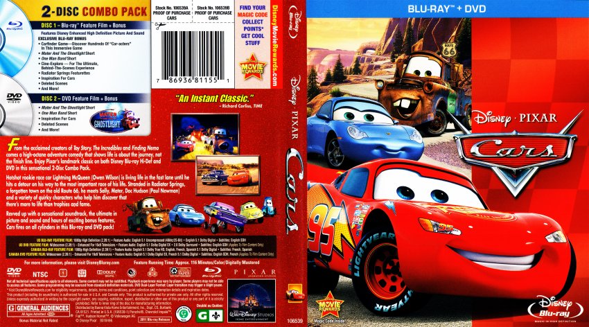 Cars Blu Ray DVD Cover 2006 Vlr Eng Br