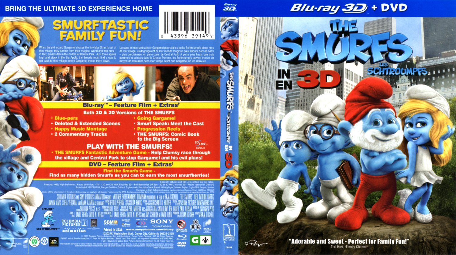 The Smurfs Movie Blu Ray Scanned Covers The Smurfs Les Schtroumpfs 3d English French 3334