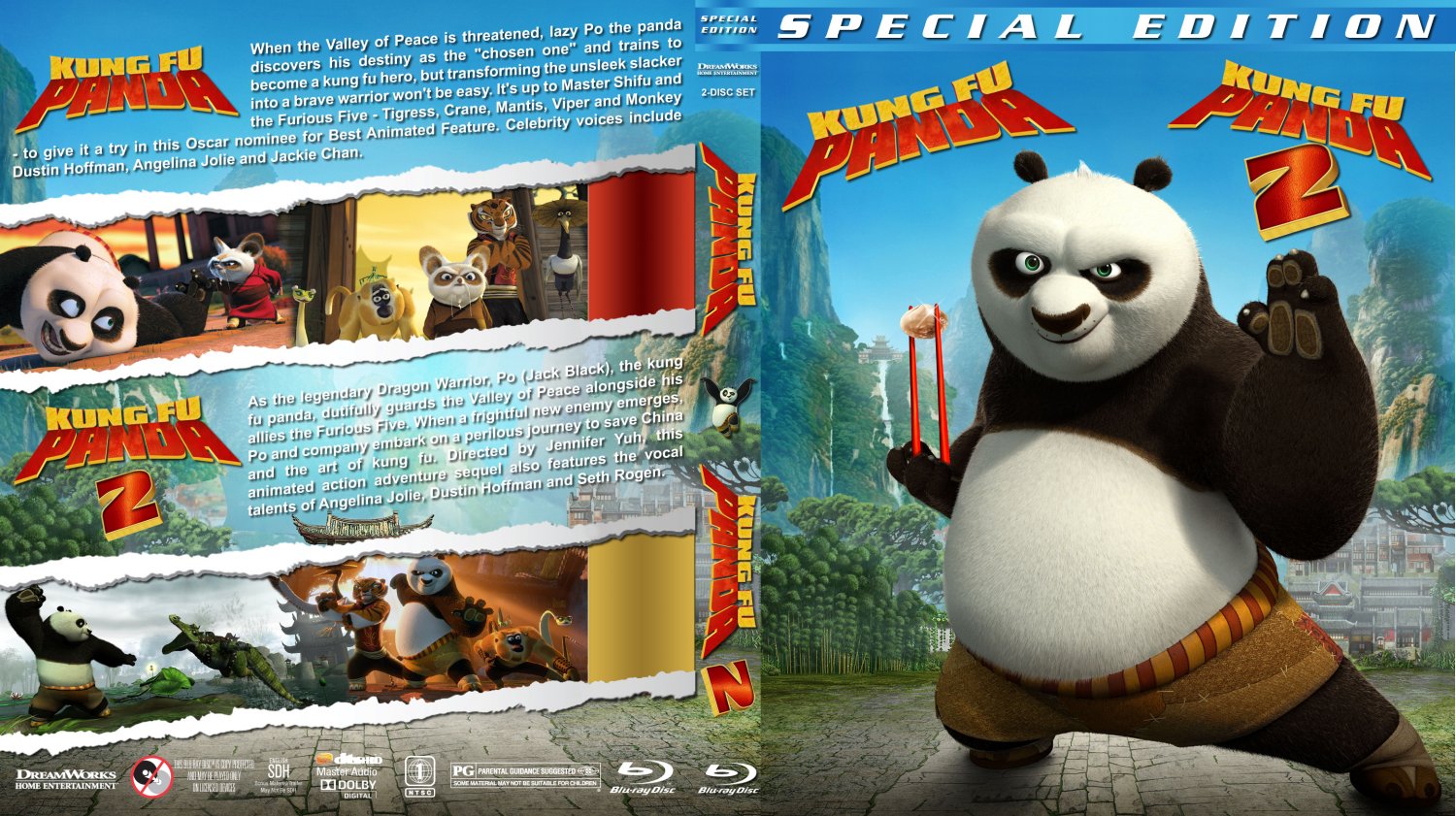 Kung Fu Panda Double Feature Version 1 Movie Blu Ray Custom Covers