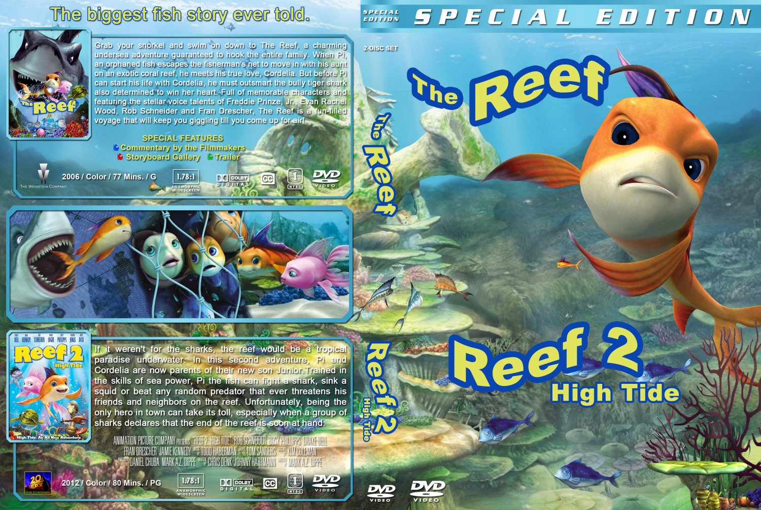 The Reef / Reef 2 - High Tide Double Feature - Movie DVD Custom Covers