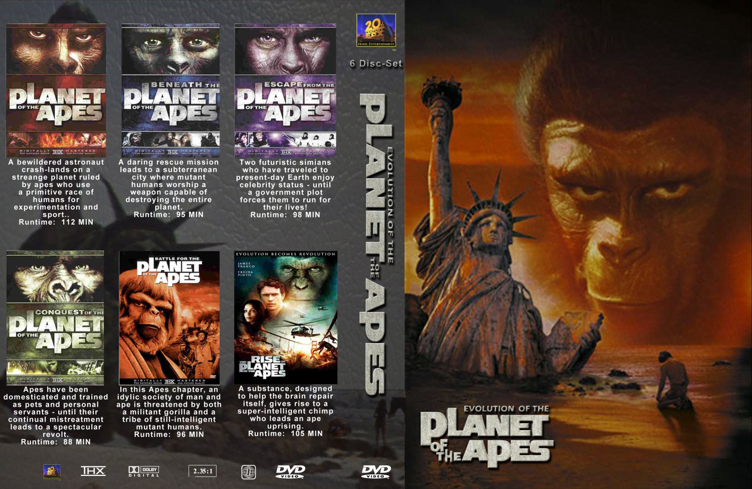Of The Apes Collection Movie DVD Custom Covers Of The