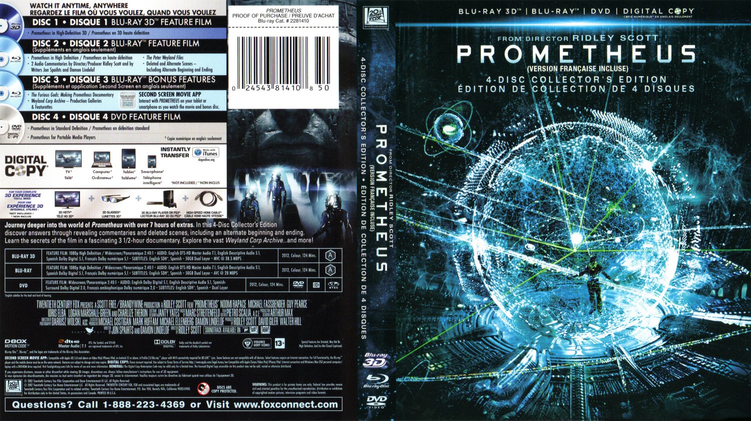 Amazoncom: Prometheus Blu-ray 3D/ Blu-ray/ DVD/ Digital