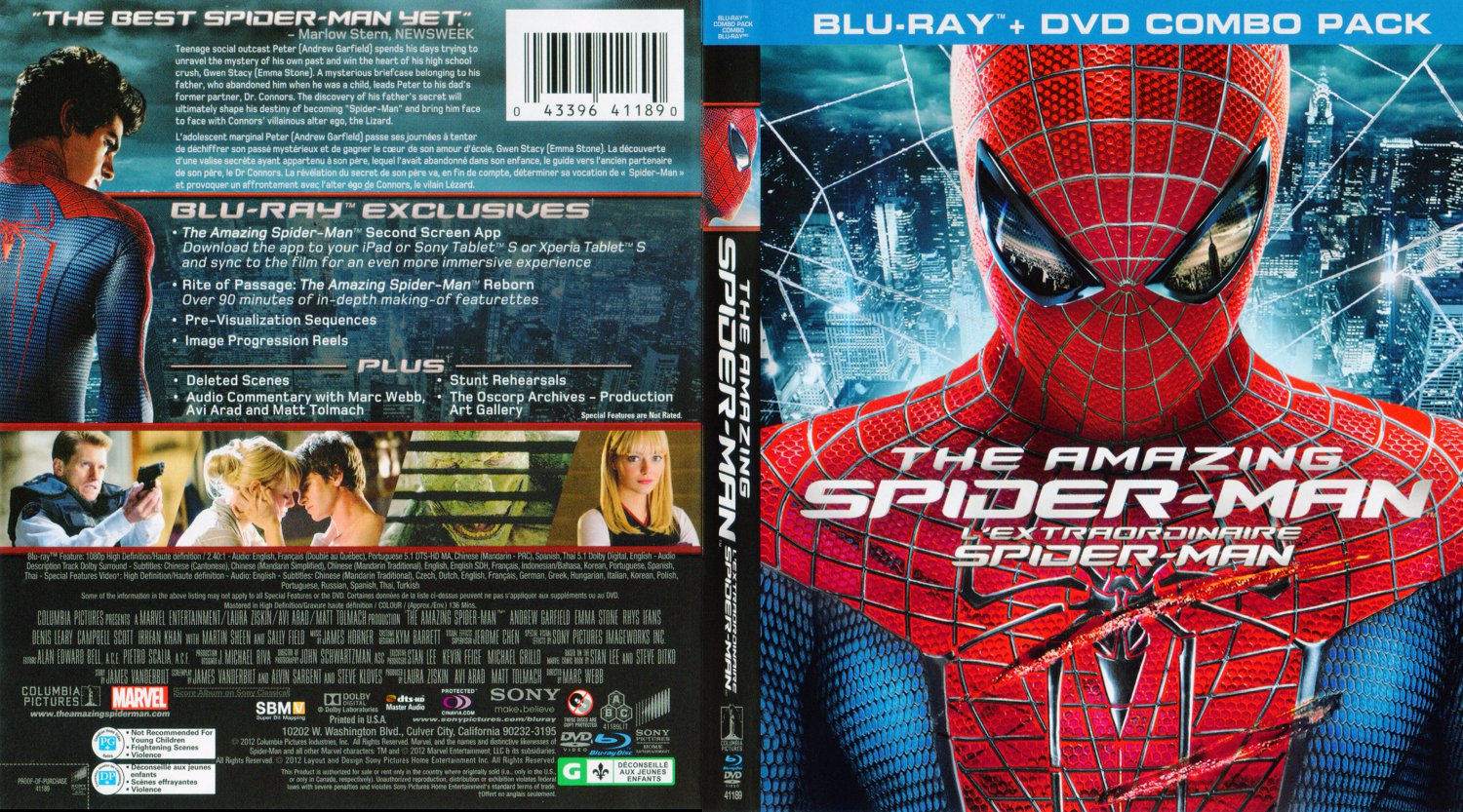 The Amazing Spider Man Movie Blu Ray Scanned Covers The Amazing