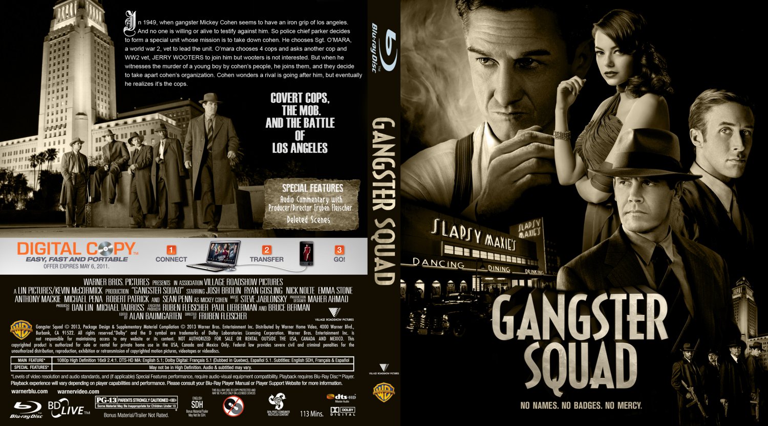 Gangster Squad - Movie Blu-Ray Custom Covers - Gangster Squad 2013 ...