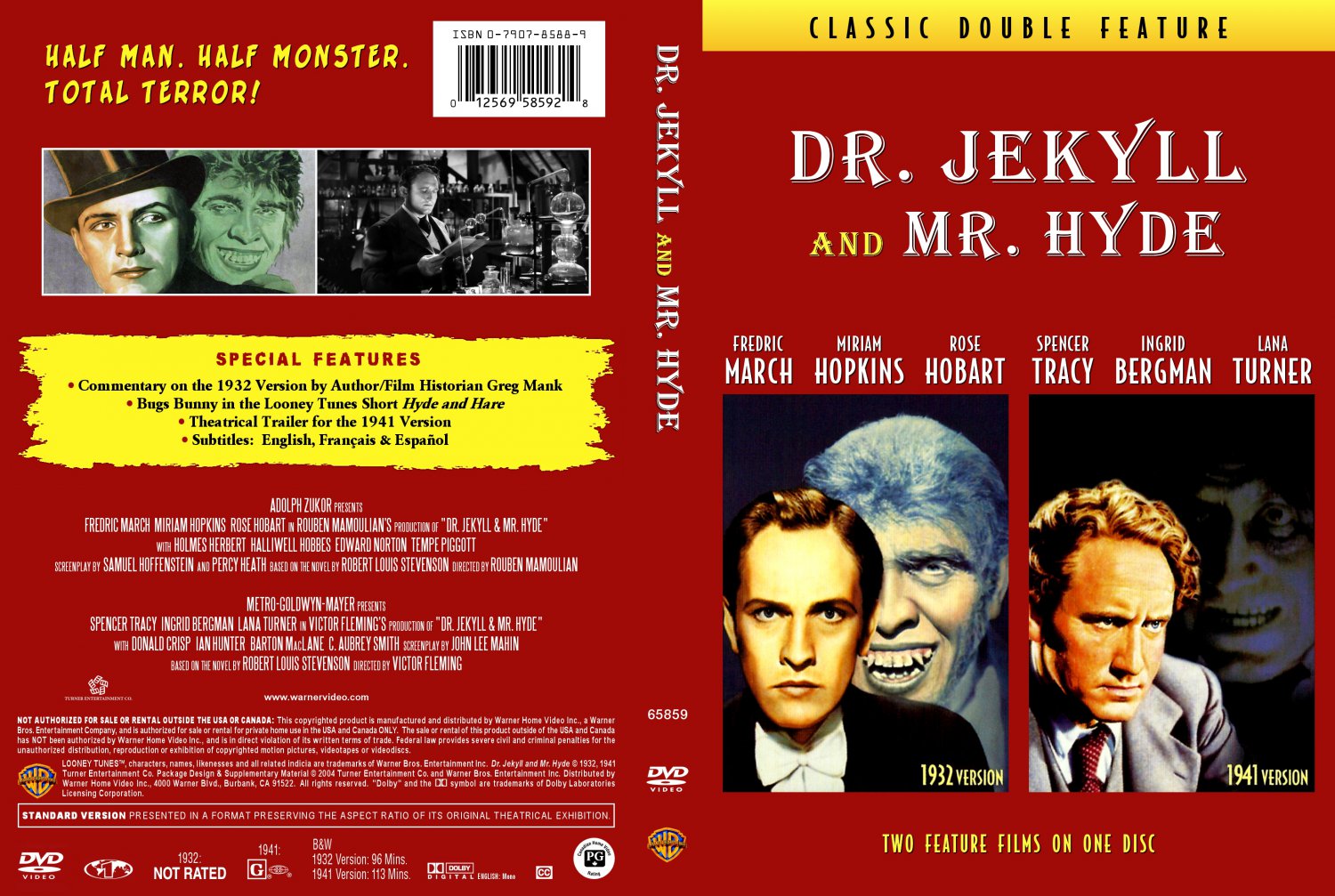 Dr. Jekyll And Mr. Hyde Double Feature - Movie DVD Custom Covers - Dr ...