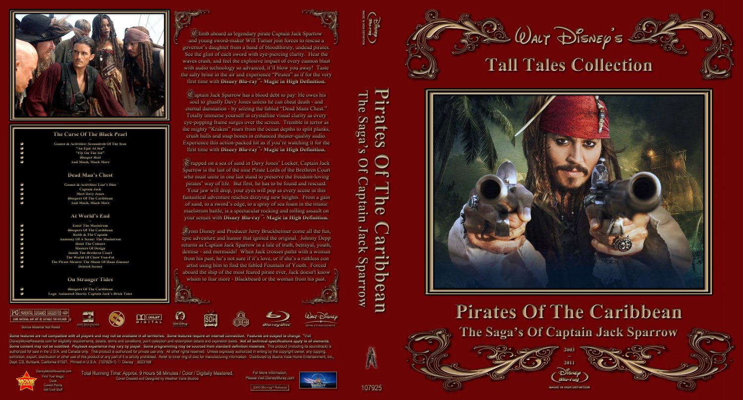 Pirates Of The Caribbean Movie Blu Ray Custom Covers Pirate Saga Rw Dvd Covers 5783