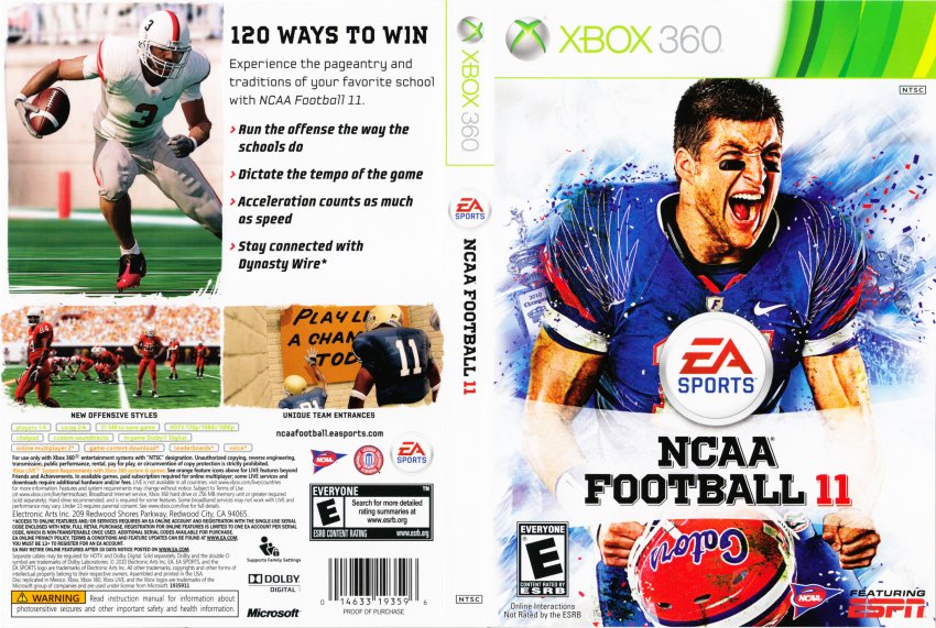 NCAA Football 11 XBOX 360 Game Covers NCAA Football 11 DVD NTSC f