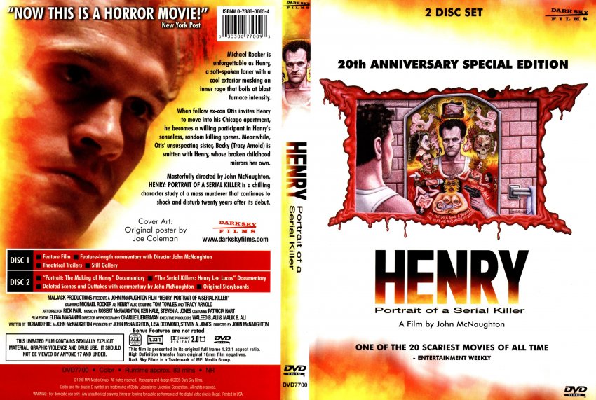 Henry Portrait Of A Serial Killer Movie DVD Scanned Covers Henry Side DVD Covers