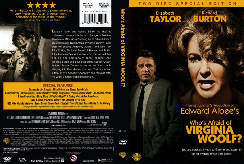 Who S Afraid Of Virginia Woolf Movie Dvd Scanned Covers Who S Afraid Of Virginia Woolf Dvd Covers