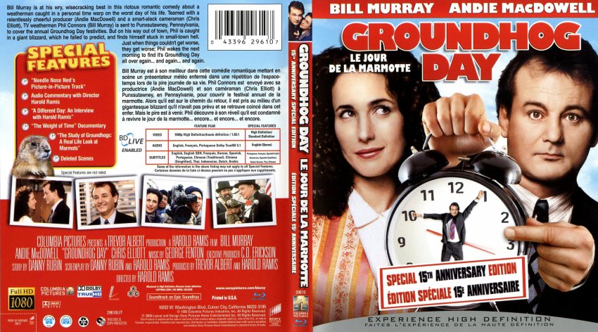 Groundhog Day - Movie Blu-Ray Scanned Covers - Groundhog Day - English