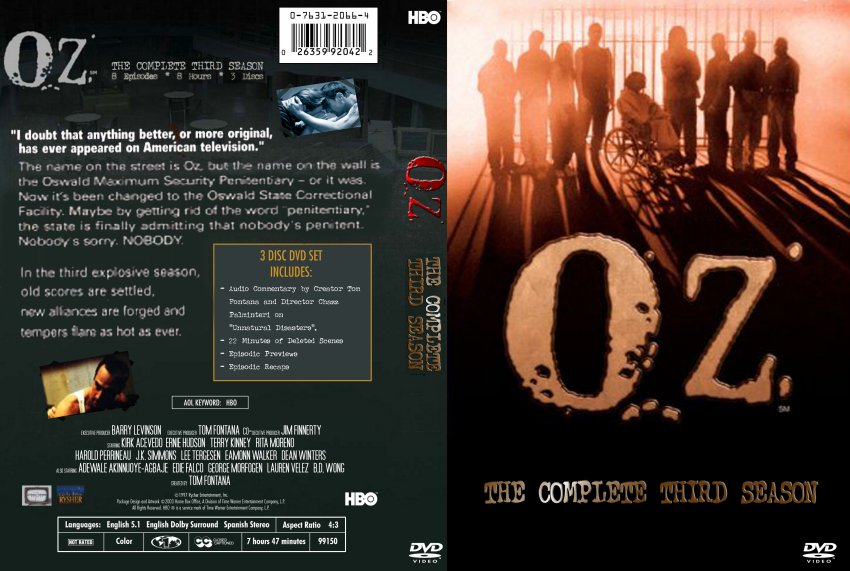 Oz Season 3 Slim Triple Case Custom - TV DVD Custom Covers - 333oz-s3 ...