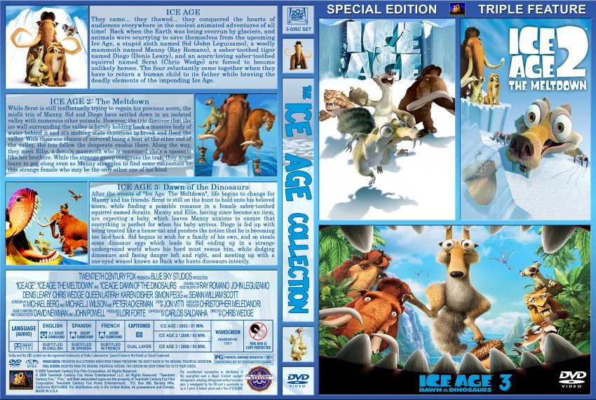 Ice Age Triple Feature - Movie DVD Custom Covers - Ice Age Triple ...