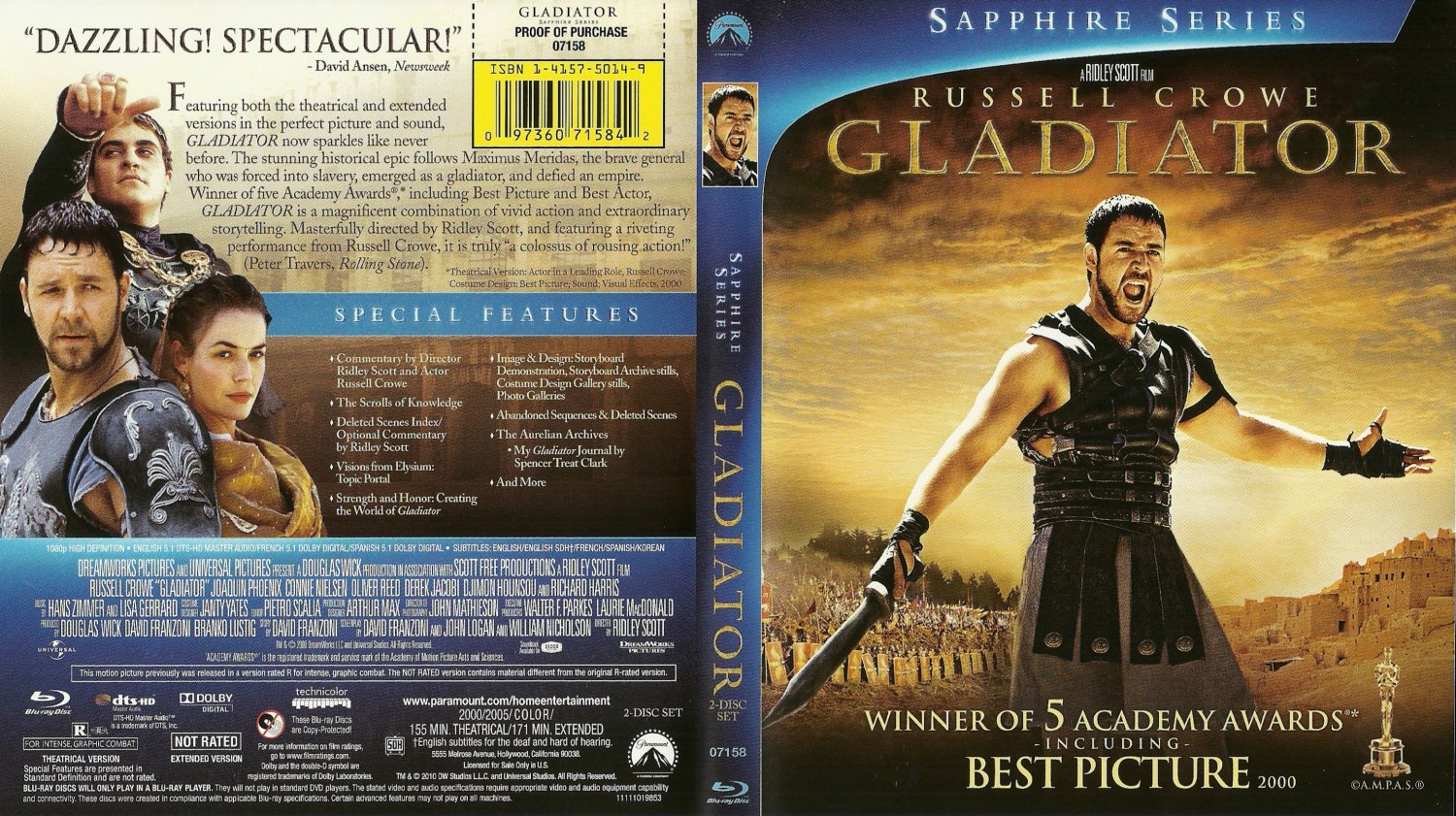 Gladiator - Movie Blu-Ray Scanned Covers - Gladiator3 :: DVD Covers