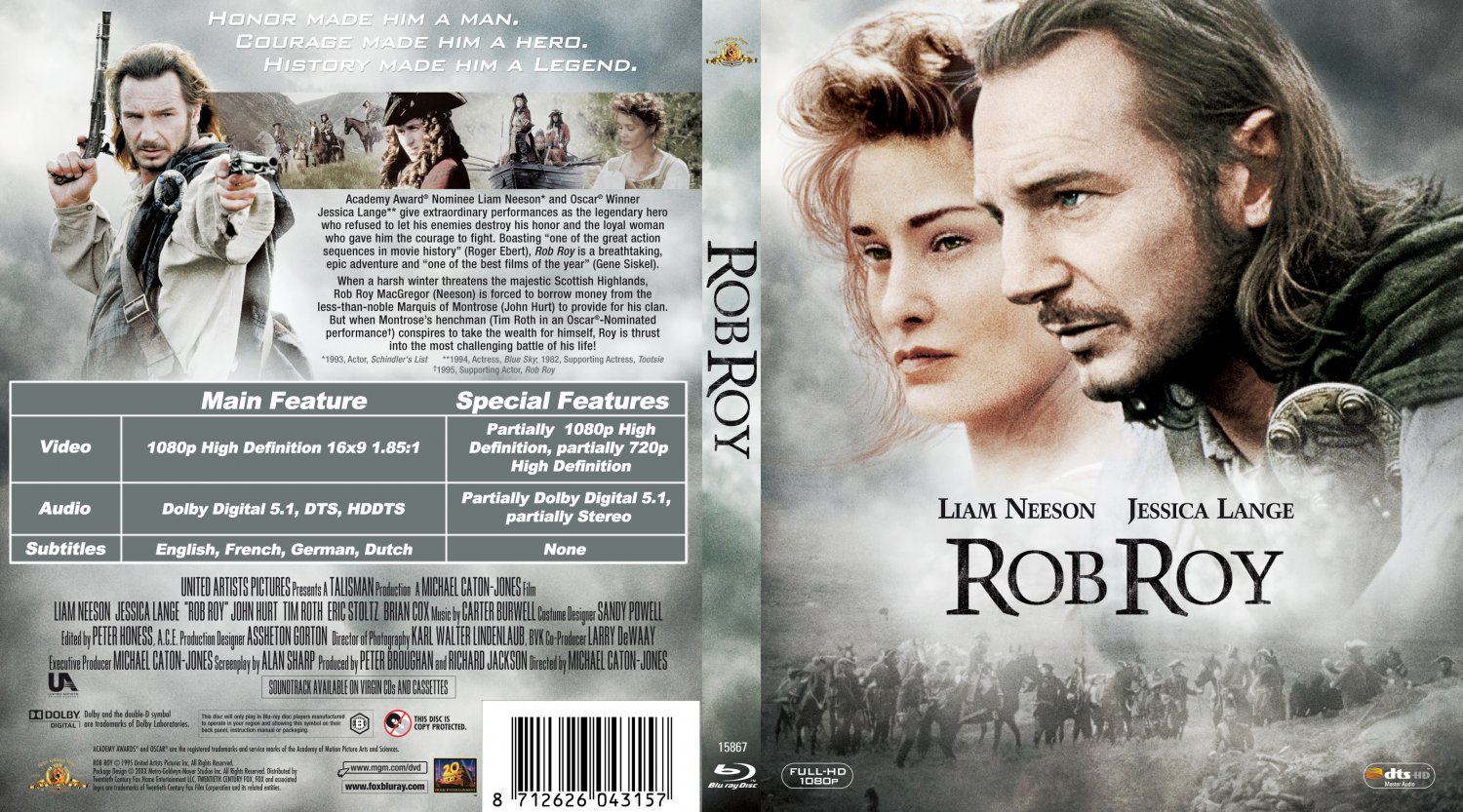 Rob Roy- Movie Blu-Ray Scanned Covers - Rob Roy :: DVD Covers.