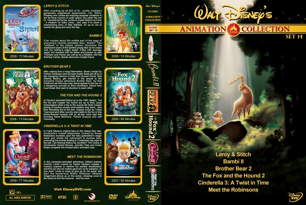 Walt Disney S Classic Animation Collection Set 14 Movie Dvd Custom Covers Leroy And Stitch