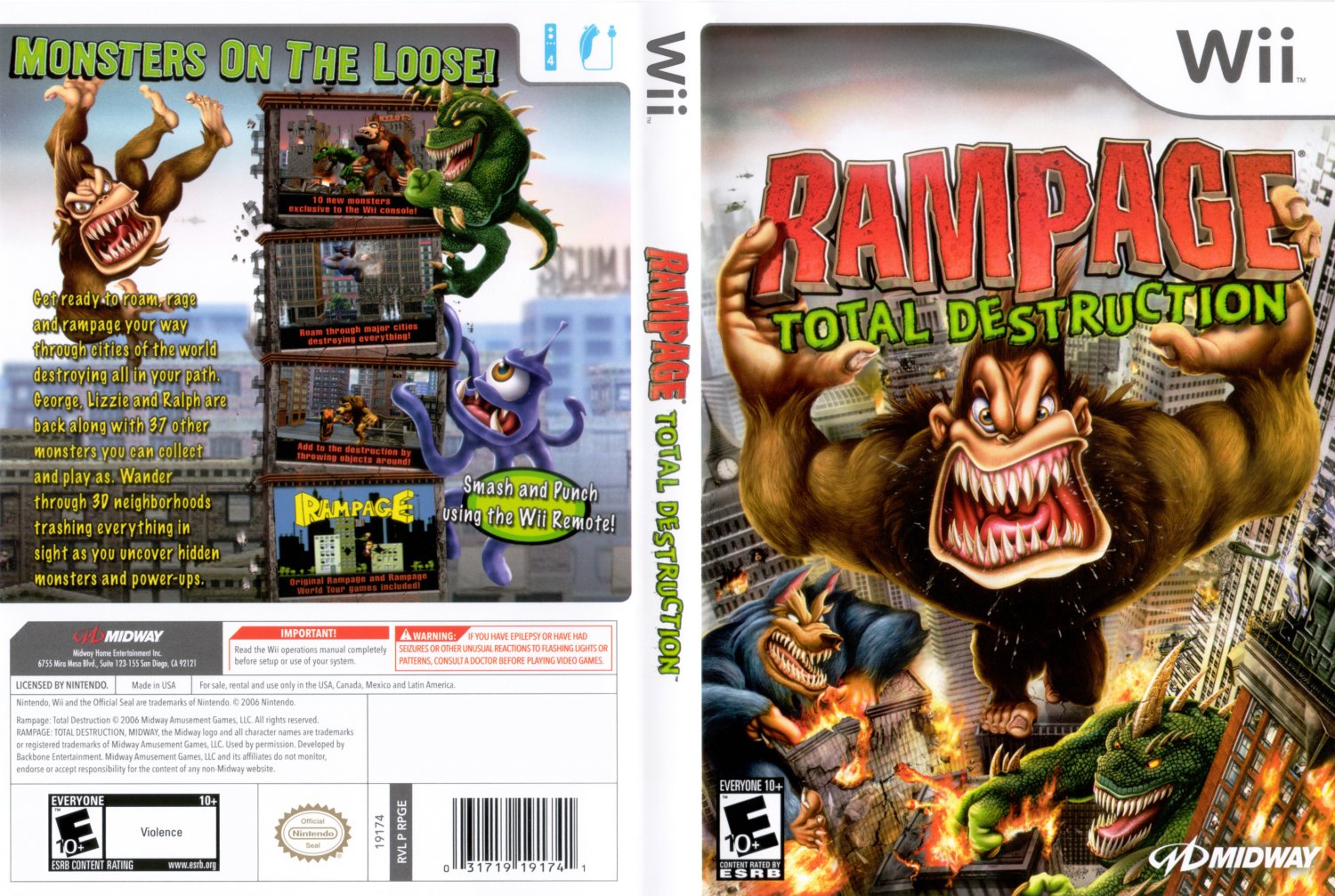 Rampage Total Destruction - Nintendo Wii Game Covers - Rampage Total ...