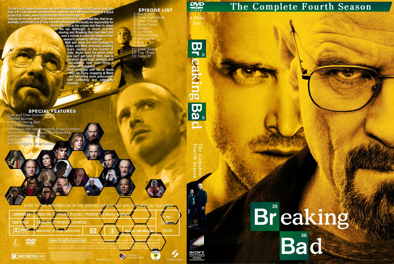 Breaking Bad Season 4 TV DVD Custom Covers Breaking Bad Season 4