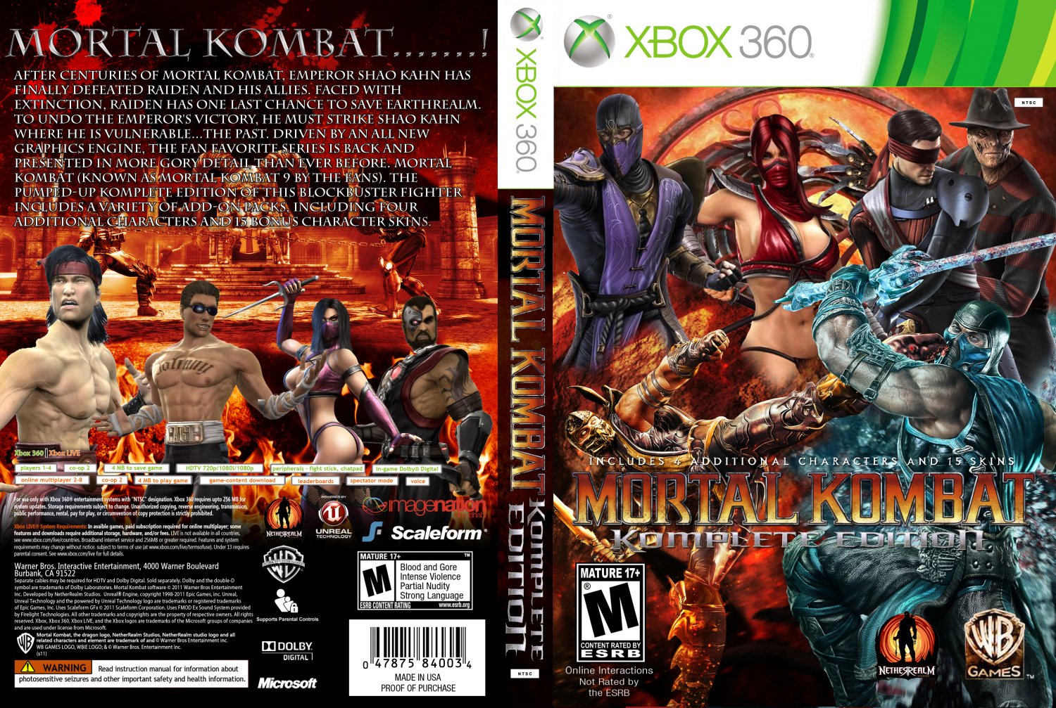 Mortal Kombat Komplete Edition Xbox 360 Game Covers Mortal Kombat Komplete Edition Dvd Ntsc 7304