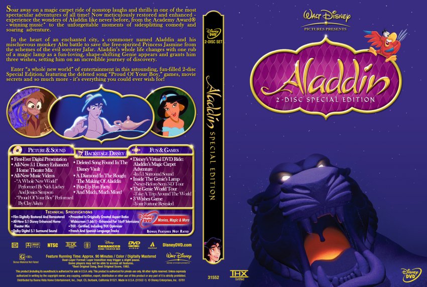 Aladdin - Movie DVD Custom Covers - 280aladdin 1 V4b Dl Hires :: DVD Covers