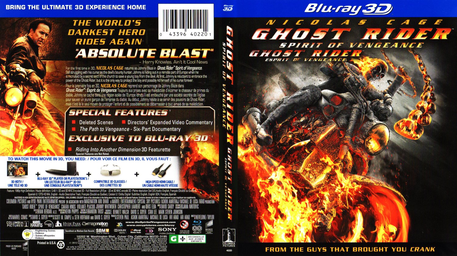 Ghost Rider Spirit Of Vengeane 3D - Movie Blu-Ray Scanned Covers ...