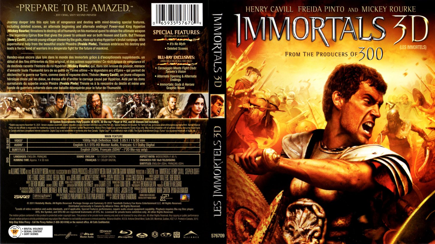 Immortals - Les Immortels - Movie Blu-Ray Scanned Covers - Immortals 3D ...