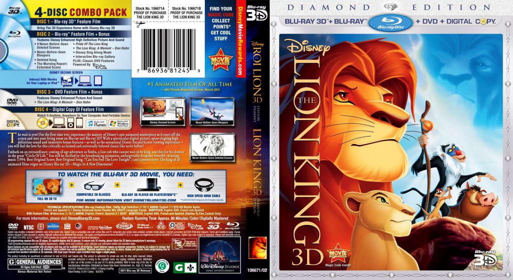 The Lion King - Movie Blu-Ray Scanned Covers - The Lion King 3D ...