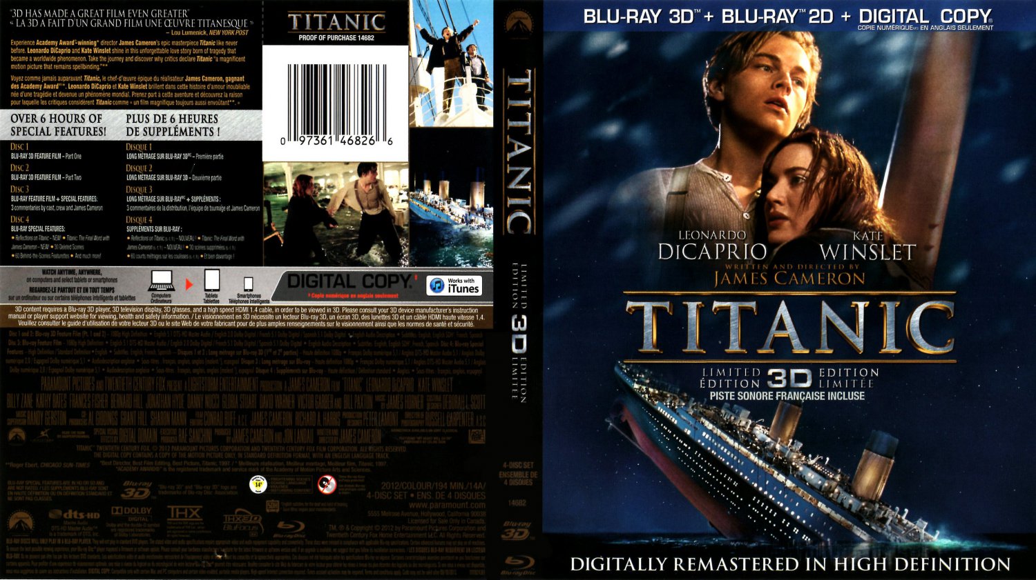 Titanic 3D - Movie Blu-Ray Scanned Covers - Titanic 3D - Canadian ...