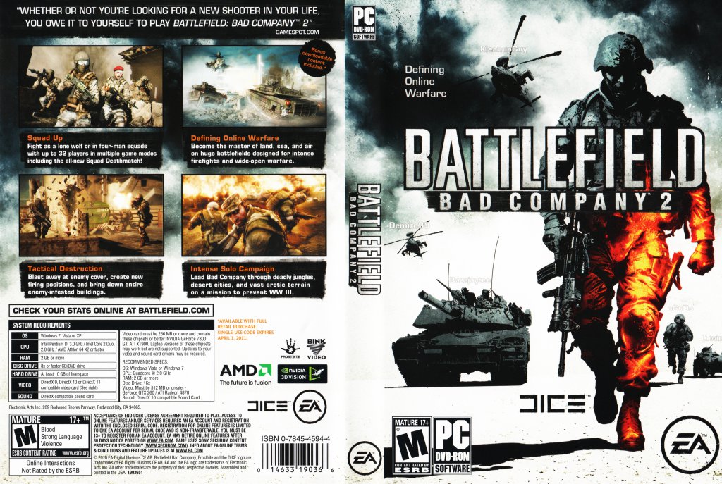 Battlefield 2 Bad Company 2 DVD NTSC f