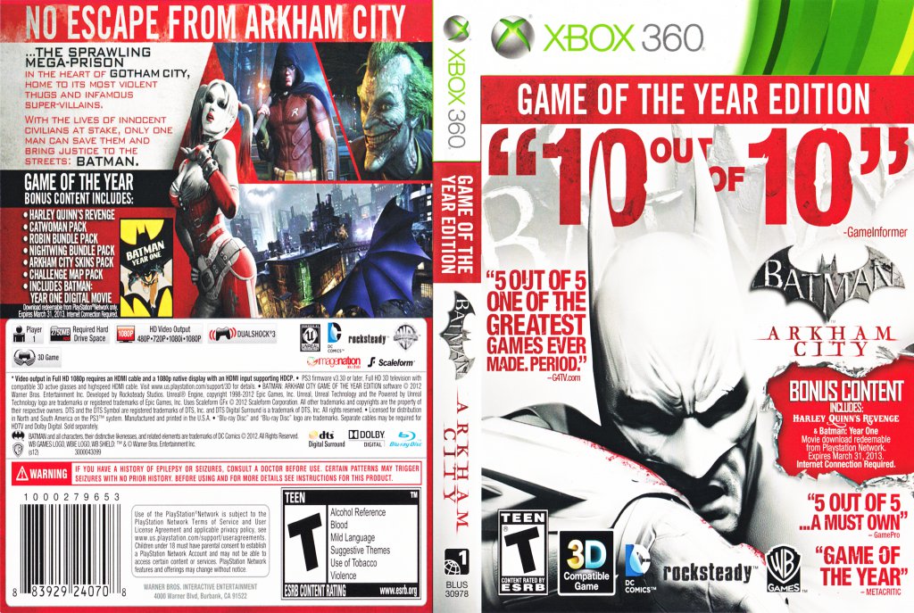 batman arkham city goty xbox 360