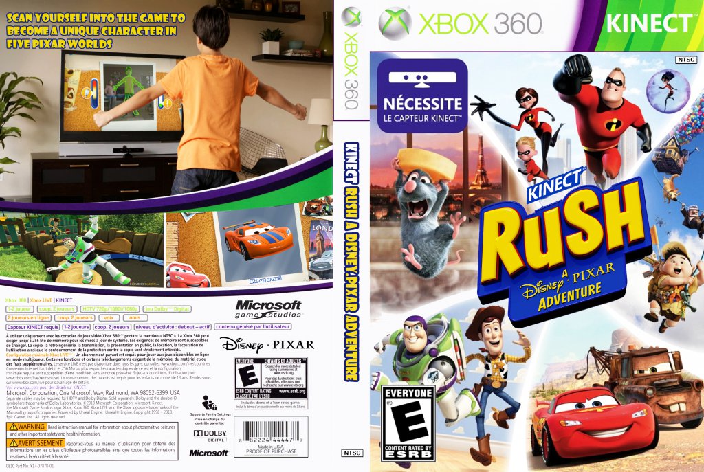 Kinect Rush A Disney Pixar Adventure DVD NTSC Custom f