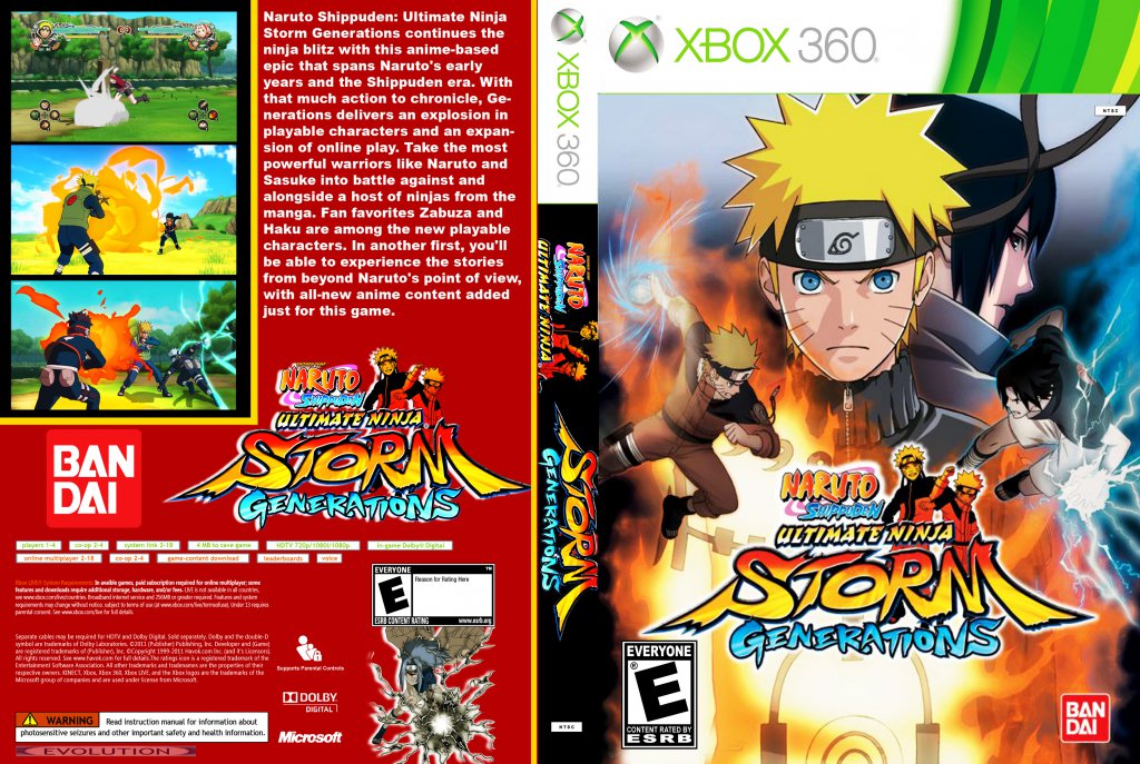 Naruto Shippuden Ultimate Ninja Storm Generations DVD NTSC Custon f