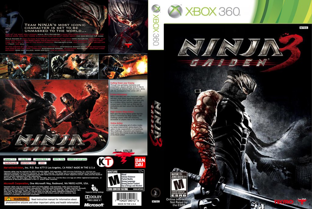 Ninja Gaiden 3 DVD NTSC Custom f