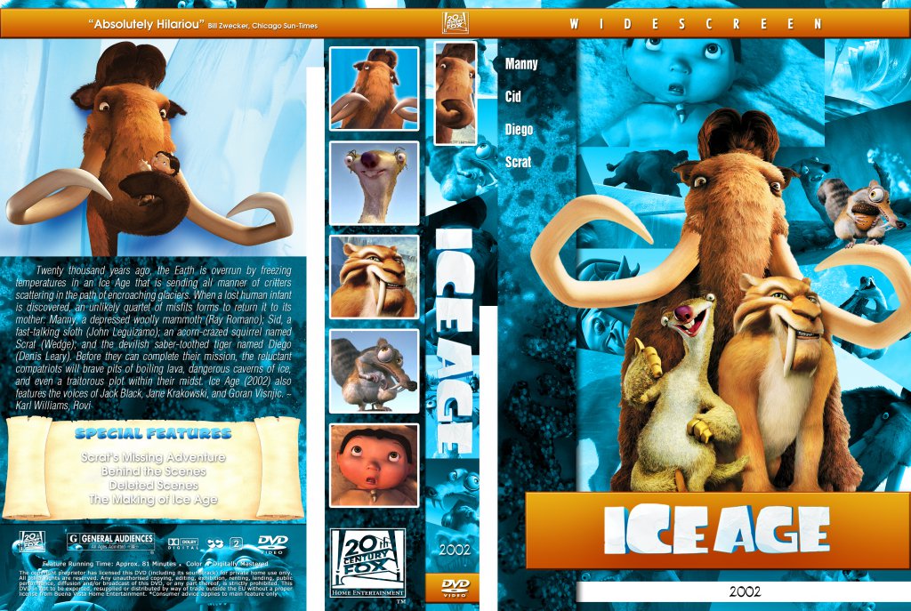 Ice Age 1 Movie DVD Custom Covers 2002 ice age 1 DVD Covers