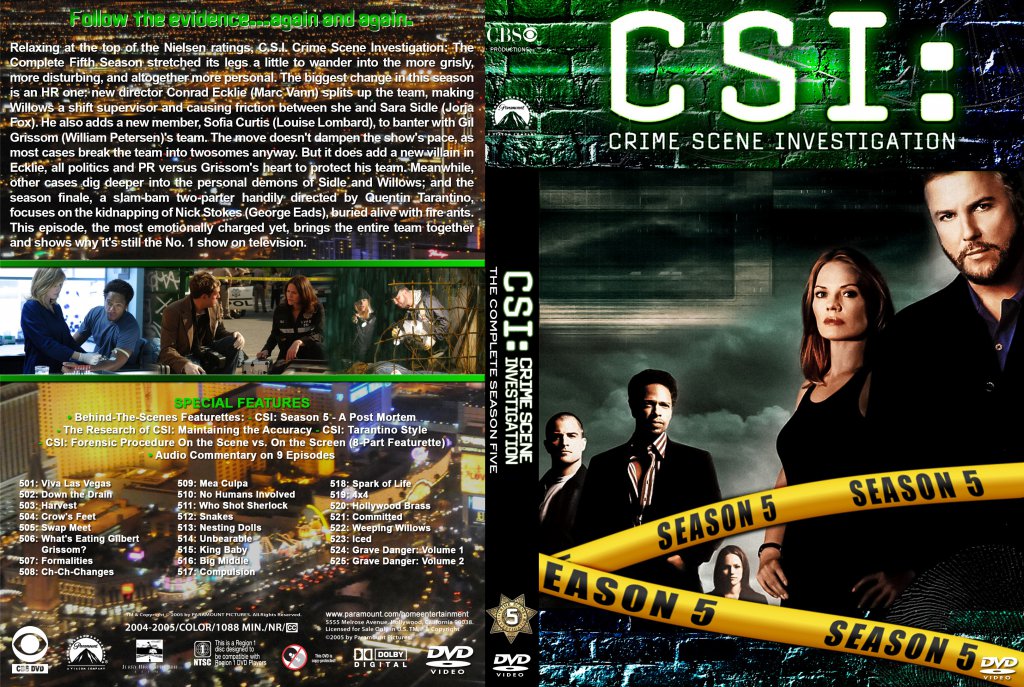Csi Crime Scene Investigation Season 5 Tv Dvd Custom Covers Csi