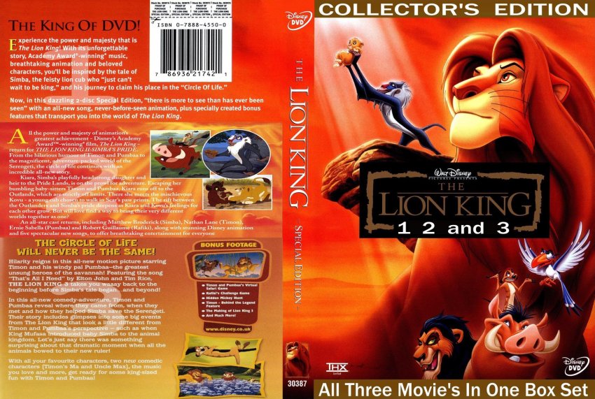The Lion King Trilogy - Movie DVD Custom Covers - 526The Lion King ...