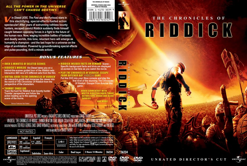 The Chronicles Of Riddick Unrated - Movie DVD Custom Covers - 90The ...