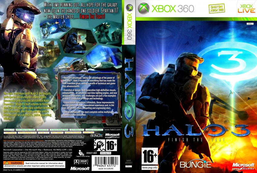 Halo 3 Custom - XBOX 360 Game Covers - Halo 3 Pal :: DVD Covers
