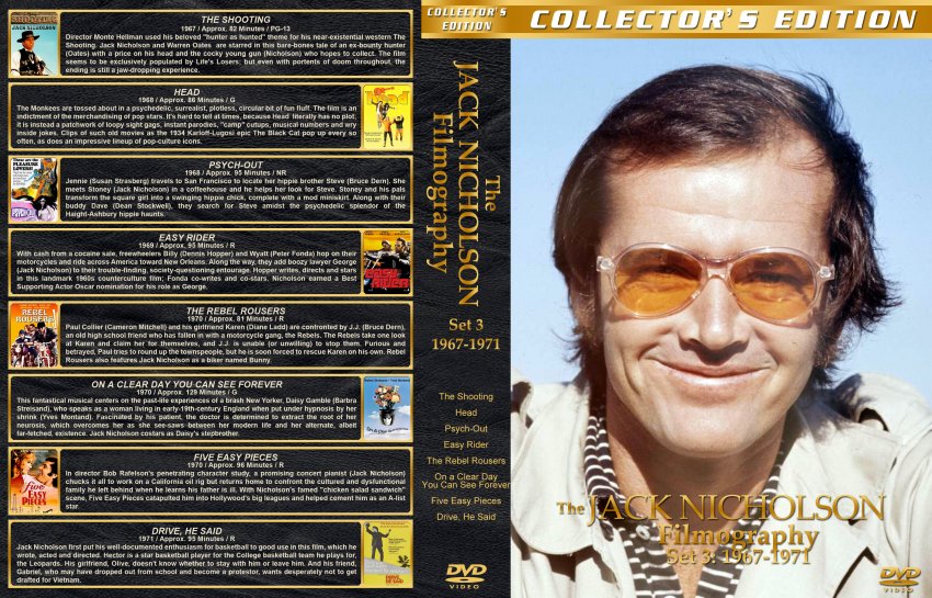 The Jack Nicholson Filmography - Set 3 - Movie DVD Custom Covers - The ...