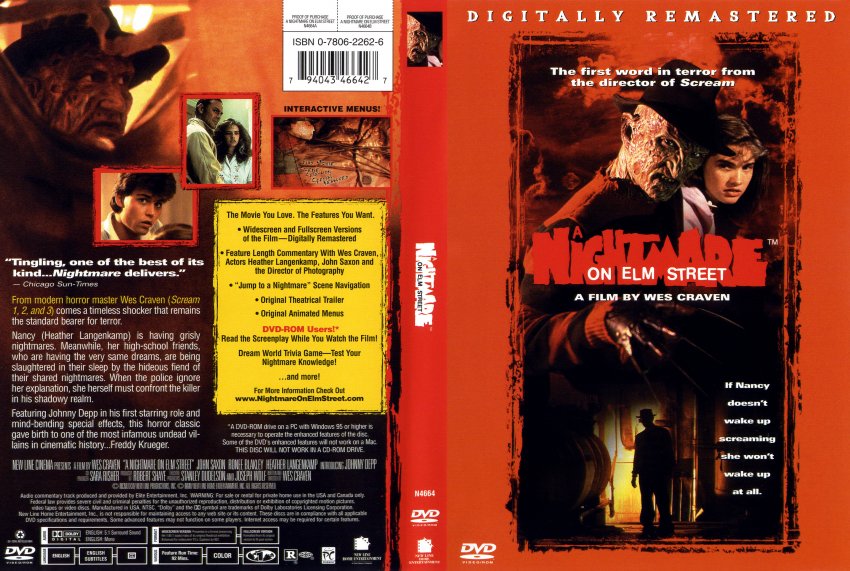 A Nightmare On Elm Street Movie DVD Scanned Covers 11836A Nightmare