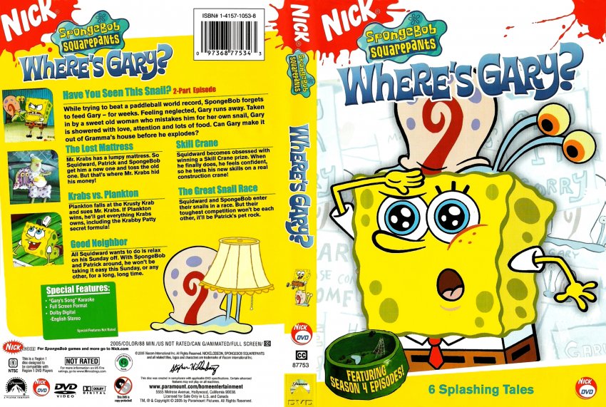 Spongebob Squarepants: Where's Gary? - Movie DVD Scanned Covers ...