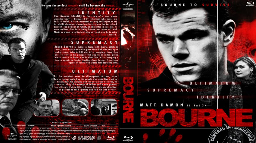 Bourne Trilogy Movie Blu Ray Custom Covers Bournetrilogycopygb9 Dvd Covers